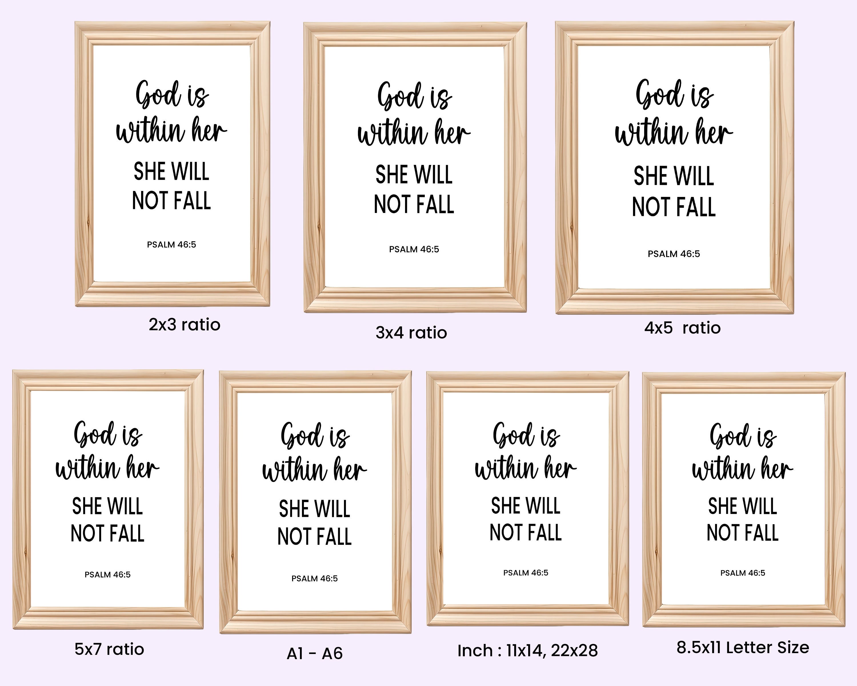 Psalm 46:5, God is Within Her Printable Wall Art, Bible Verse Christian ...