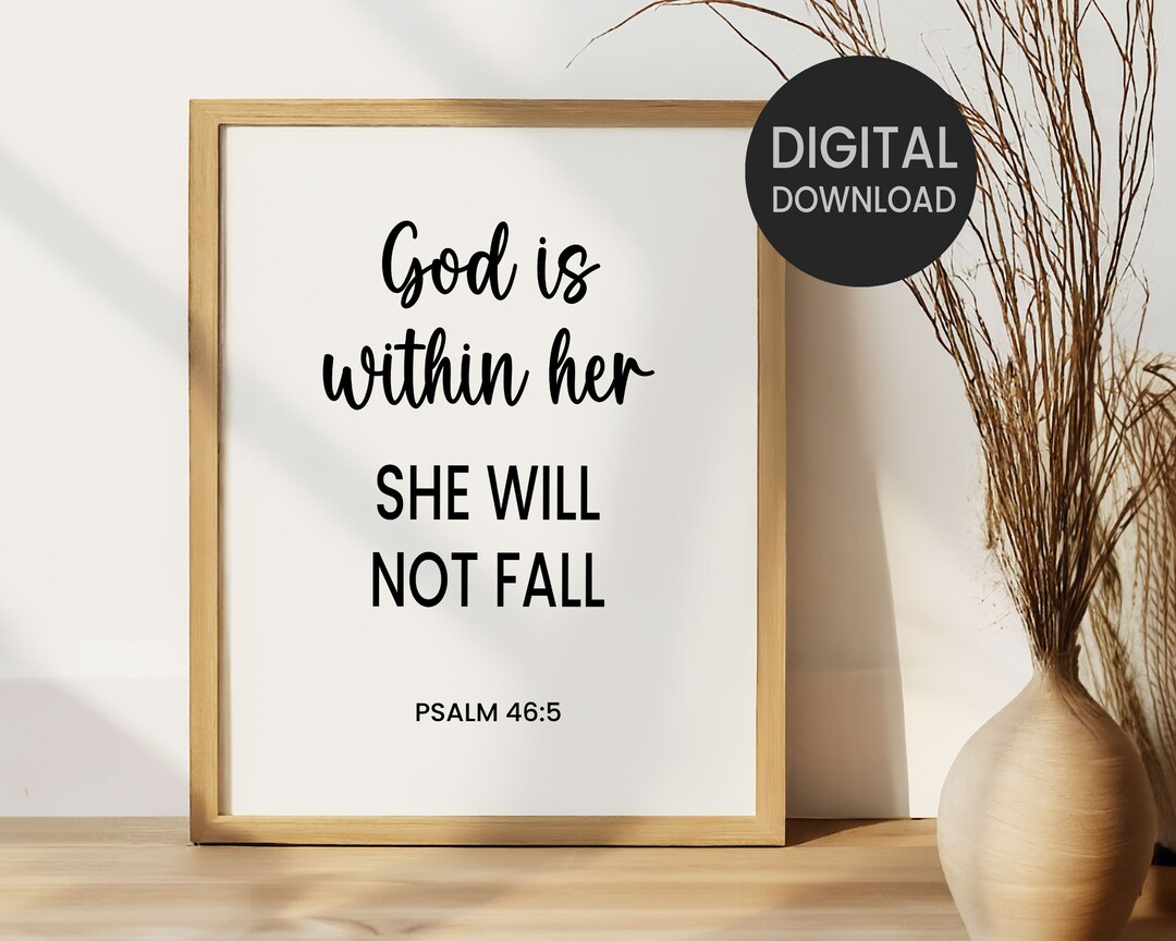 Psalm 46:5, God is Within Her Printable Wall Art, Bible Verse Christian ...