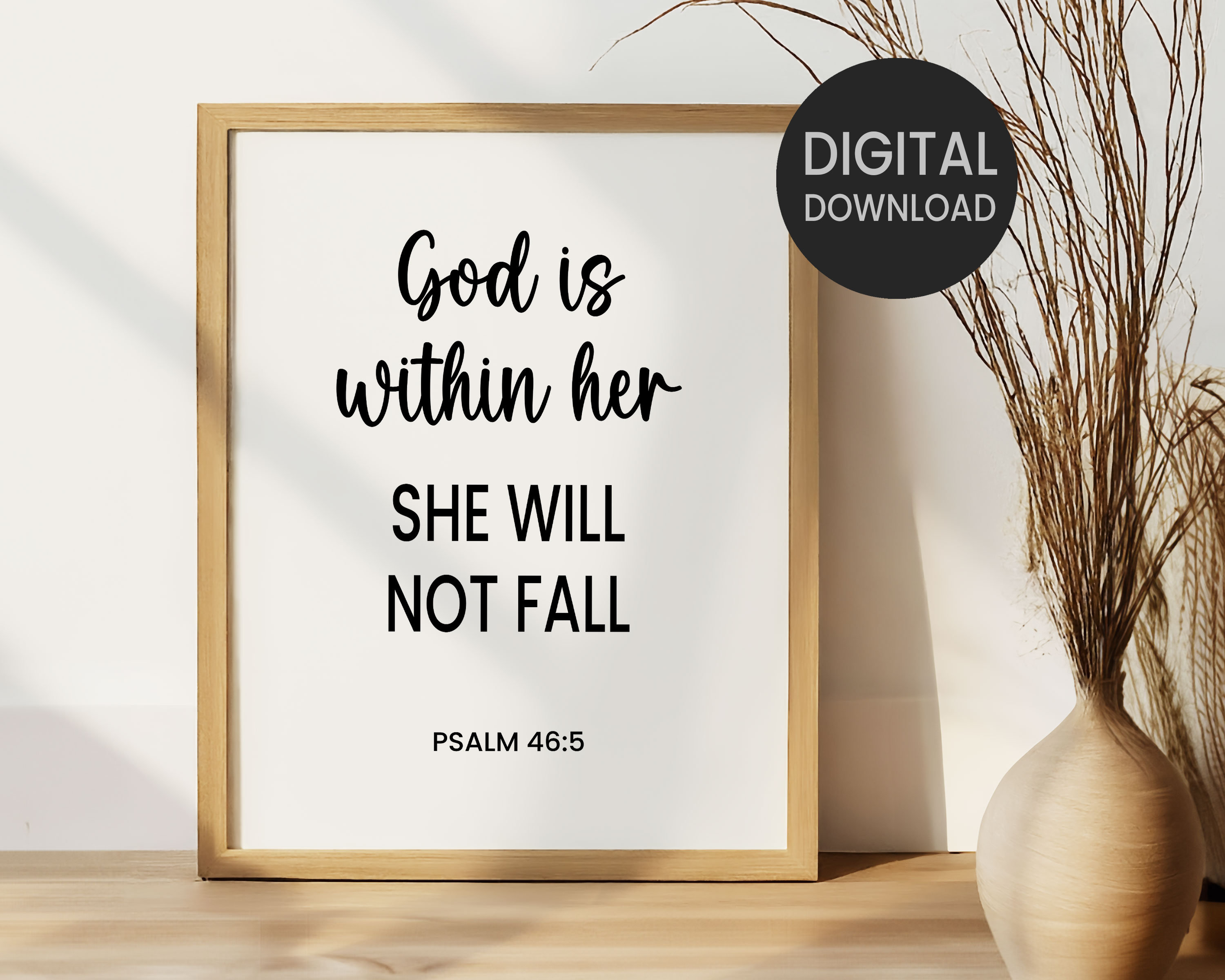 Psalm 46:5, God is Within Her Printable Wall Art, Bible Verse Christian ...
