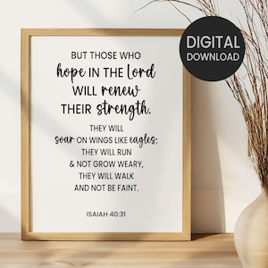 Isaiah 40:31, But Those Who Hope In The Lord Will Renew Their Strength, Soar on Wing Like Eagles Printable Wall Art, Bible Verse