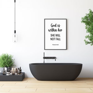 Psalm 46:5, God is Within Her Printable Wall Art, Bible Verse Christian ...