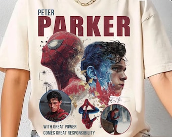 Camiseta de Spider-Man, Peter Parker, "Un gran poder conlleva una gran responsabilidad", portada retro de Marvel Comics, regalo para fans del MCU, viaje a Marvel.