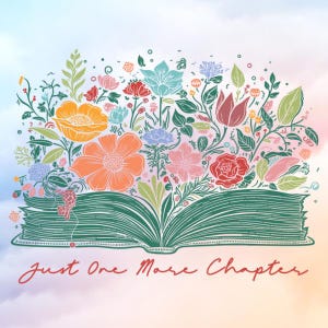 Just One More Chapter Png, Book Lover Gift, Aesthetic, Cute Librarian Gifts, Floral Book Png, Digital File, Book With Flowers, Book Club