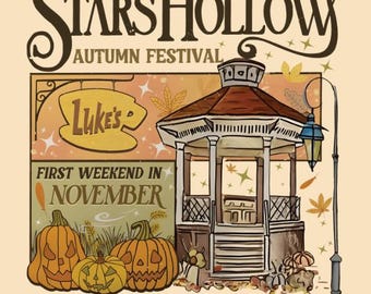 Stars Hollow png, herfstfestival png, eerste weekend van november png, Retro Luke's Diner png, gezellige herfst png, digitale download