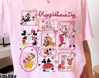 Happy Valentine’s Day Shirt, Mickey and Friends Valentine Shirt, Disney Happiest Place On Earth Shirt, Mickey Minnie Valentine Kiss Castle