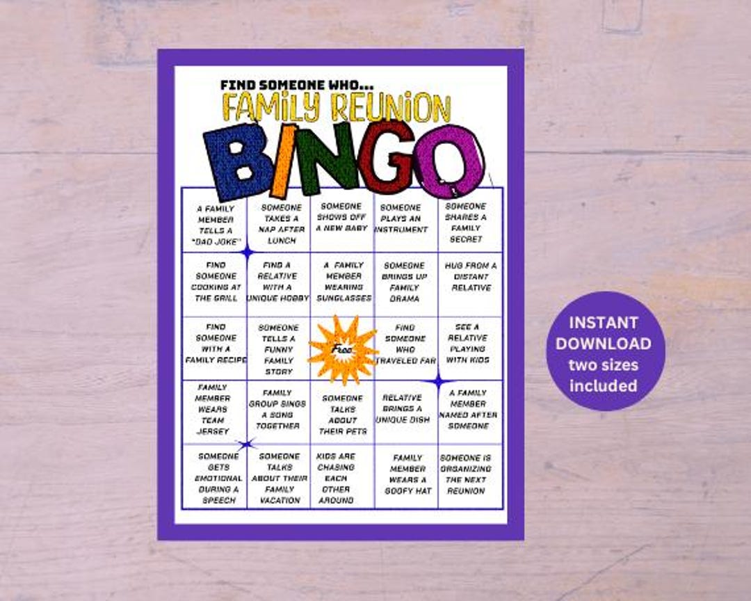 Family Reunion Bingo Game - Find the Guest Edition - Printable Family ...