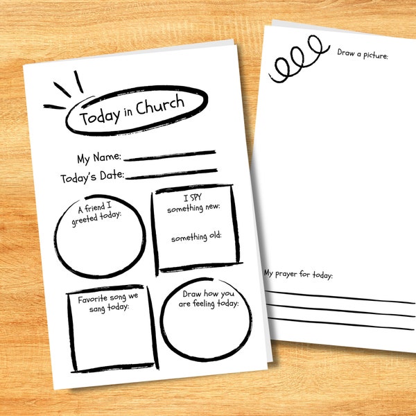 Kids Church Worship Bulletin "Today in Church" - All Ages Printable Download Worksheet Booklet