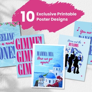 Pôsteres de festa para impressão inspirados em MAMMA MIA, pôsteres A3 para impressão digital, designs de pôsteres de Mamma Mia, download digital, festa temática de Mamma Mia