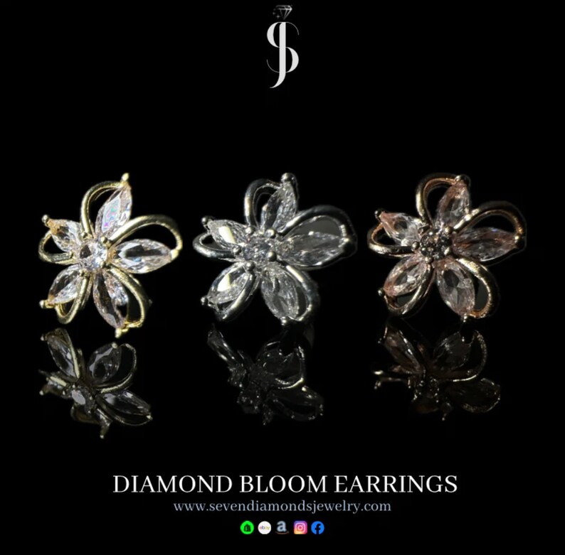 Pendientes de diamantes Diamond Bloom plata 925 imagen 5