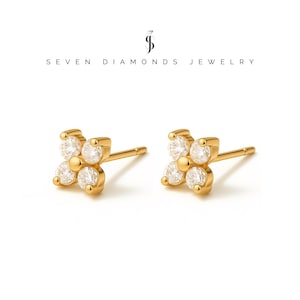 Cloverleaf earrings – Glove – Zirconia look / Hypoallergenic & gift for her