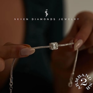Baguette diamond bracelet - wedding jewelry, 925 silver - fine jewelry for the special occasion, sparkling bracelet / silver jewelry