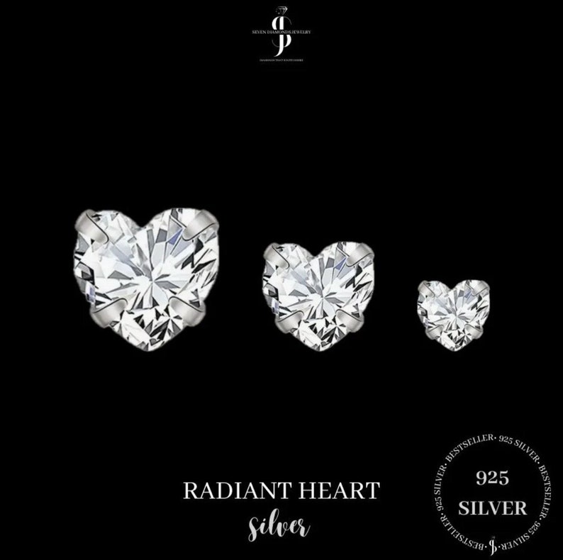 Diamant Herz Ohrringe Radiant Heart 925 Silber Bild 2