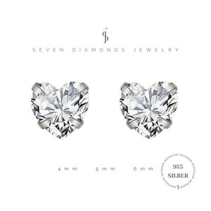 Herz Ohrstecker Diamant – 925 Silber – Hypoallergen, Wasserdicht – Geschenk für jeden Anlass -