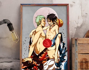 Anime Gay Desing - affiche de style gay une pièce, art mural LGBT, affiche d'anime gay, affiche une pièce, art mural imprimable