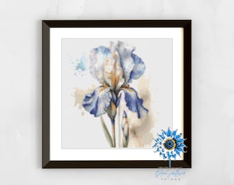 Patrón de punto de cruz de flor de iris: bordado floral cautivador (descarga en PDF)