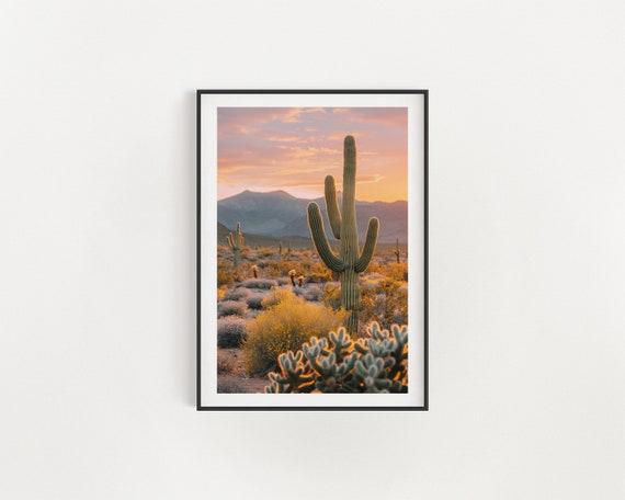 Saguaro Cactus Sunset Print: Southwestern Desert Wall Art (Digital Download)