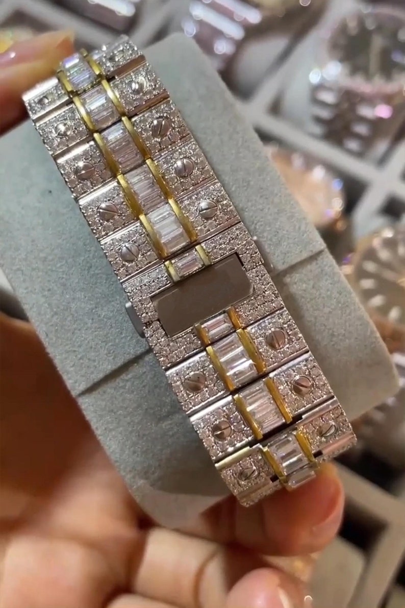 Moissanit Uhr Diamant Uhr ausgefrorren Uhr Hip-Hop-Uhr Luxusuhr ausgeeist Automatikuhr Uhren für Herren Uhr Bild 2