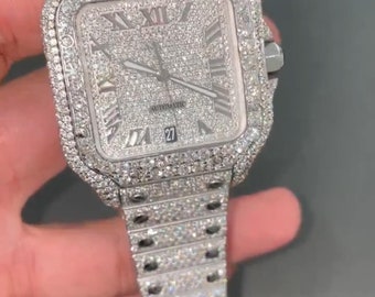 Moissanite horloge | diamanten horloge | bevroren horloge | hiphophorloge | luxe horloge | bevroren | automatisch horloge | horloges voor heren | horloge