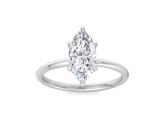 Marquise cz Engagement Ring /14K Solid Gold Simulant ring Solitaire ring Gift for her Ring /Promise Ring /1, 1.5, 2 CT Marquise Center Stone