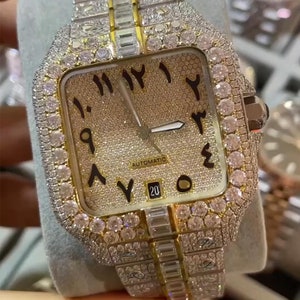 Moissanit Uhr Diamant Uhr ausgefrorren Uhr Hip-Hop-Uhr Luxusuhr ausgeeist Automatikuhr Uhren für Herren Uhr Bild 1