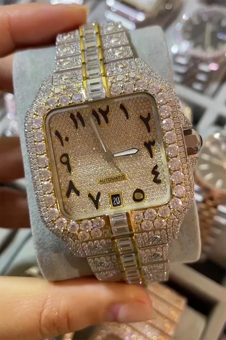 Moissanit Uhr Diamant Uhr ausgefrorren Uhr Hip-Hop-Uhr Luxusuhr ausgeeist Automatikuhr Uhren für Herren Uhr Bild 1