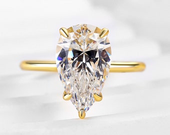 3.0 Karat Moissanit Verlobungsring für Frau, 14K|18K Weißgold Ring, Massiver Goldring, Art Deco Vintage Versprechensring, Geschenk