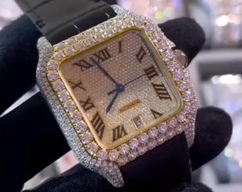 Moissanite horloge | diamanten horloge | bevroren horloge | hiphophorloge | luxe horloge | bevroren | automatisch horloge | horloges voor heren | horloge