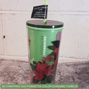 Starbucks Christmas 2021 Green Poinsettia Color Changing Venti Tumbler (24oz) - Limited Edition