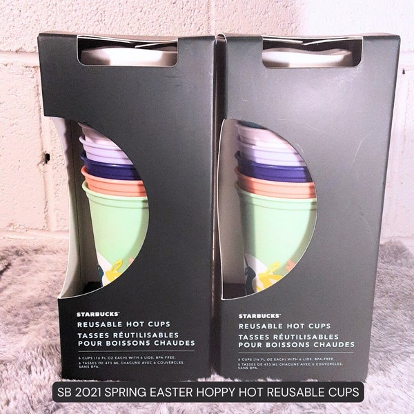 Starbucks 2021 Spring Easter Hoppy Hot Reusable Cups Set of 6 (16oz)