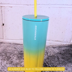 Starbucks Summer 2021 Blue to Yellow Ombre Stainless Steel Venti Tumbler (24oz) - Limited Edition