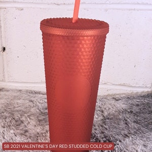 Starbucks 2021 Valentine's Day Red Studded Cold Cup (24oz) - Limited Edition
