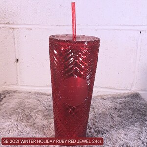 Starbucks Winter Holiday Edition 2021 Ruby Red Jewel Tumbler (24oz)  -  Christmas Tumbler