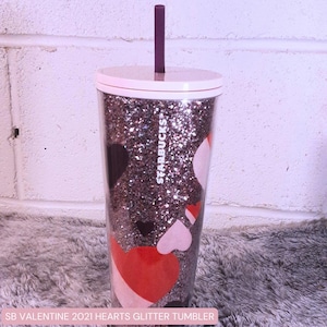 Gobelet de voyage Starbucks Valentine 2021 Hearts Glitter (16 oz) - Édition limitée