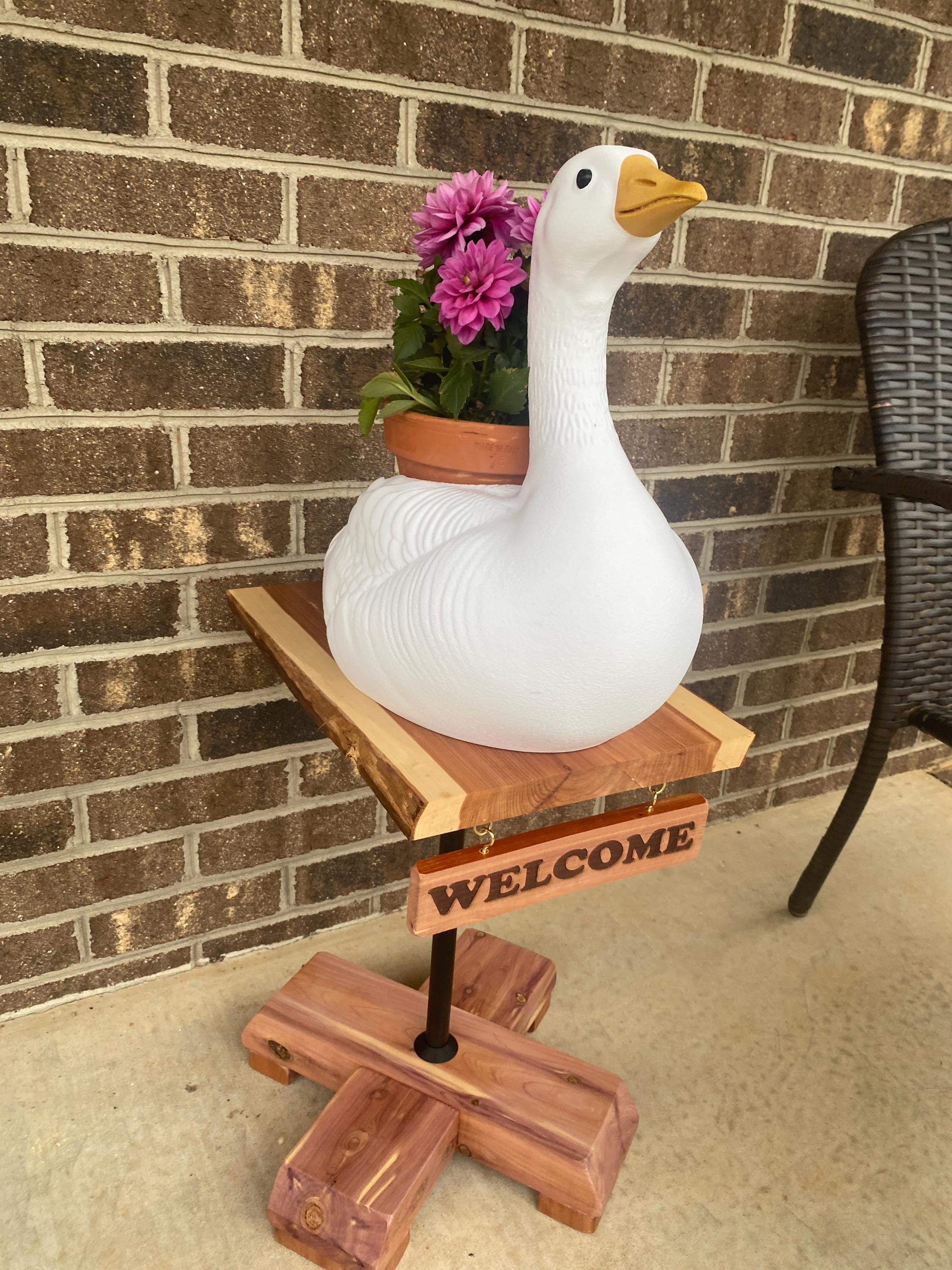 Goose Stand Garden Goose Planter Stand | Farmhouse Porch Decor | Wooden Base or ...