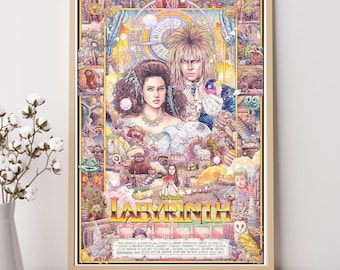 Labyrinth (1986)--Movie Poster, Art Prints, Home Decor,Wall Art,Canvas Poster Unframed