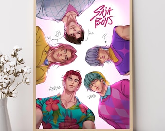 Poster K-Pop Sur Toile 40x60cm - Décoration Chambre Saja Boys