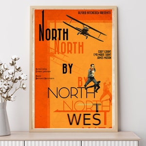 'North by Northwest' - Filmposter, Kunstdrucke, Home Decor, Wandkunst, Leinwand Poster ohne Rahmen