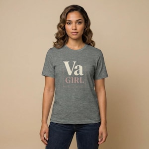VA Girl Tee | Minimalist Typography T-Shirt, Feminine Neutral Colors