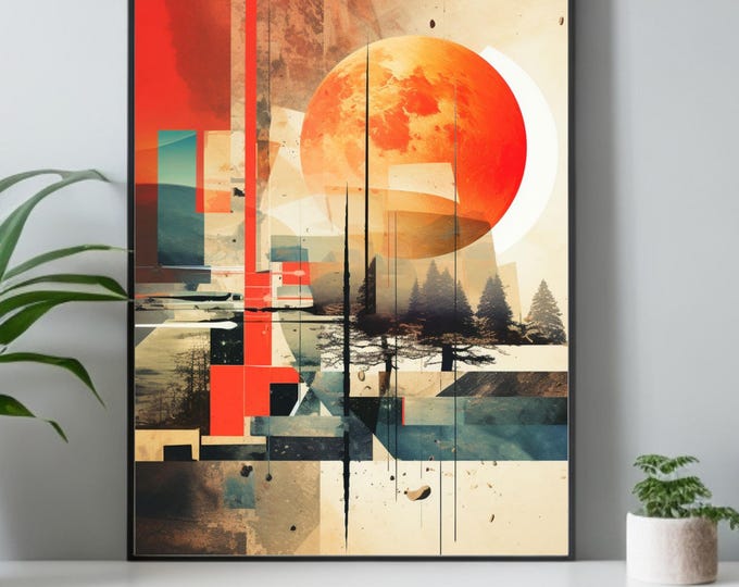 Red Moon Abstract This item is unavailable - Etsy
