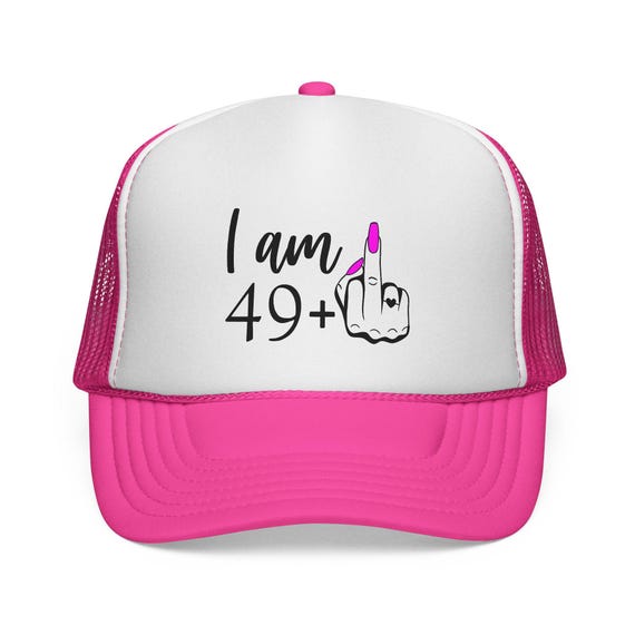 Funny 50th Birthday Trucker Hat: 49 Plus Middle Finger Gift  display picture 3