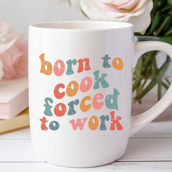 Born to Cook Mug, Mug, Retro Wavy Mug, Cooking Gift, Cooking Lovers Gift, Cooking Mug Gift, Gift for Cooking Lovers, Cooking, 11oz White Mug