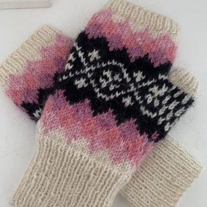 Wool gloves knit Fingerless gloves, embroidery mitten, hand warmers, fingerless mitten, winter gloves gift for friends image 3