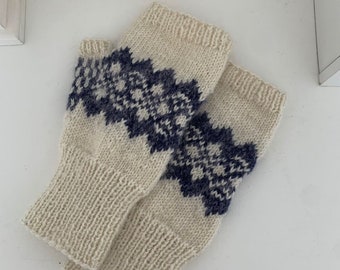 Wool mittens knit Fingerless gloves,  embroidery mitten, hand warmers, fingerless mitten, winter gloves gift for friends