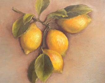 Lemon Original Oil Painting | Food Art | Kitchen Wall Decor