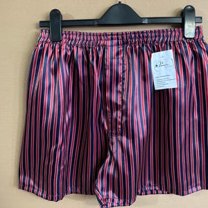 Men's  (L, XL)Silky Satin Polyester Boxer Shorts: Classic Stripes