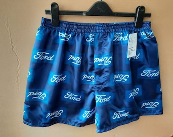 Men's (size L)silky satin *boxer short*underwear *Classic cars blue designs* softness comfortable #9050
