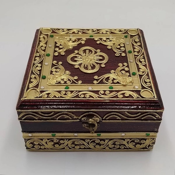 Thai Antique Wooden Carved Box, Traditional Thai Craft Work, engraved wooden jewelly box, coffer,keepsake,gift for mom