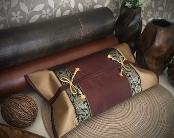 Housse de boîte à mouchoirs en tissu, tissu à motif thaïlandais, artisanat, couture à la main, boîte de mouchoirs rectangulaire, boîte de mouchoirs carrée, support de boîte de mouchoirs