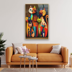 Colorful Cats | Modern Cat Print Photographs on Glass | Glass Picture Prints | Tempered Glass Art Panels