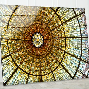 Tempered Glass Wall Art: Abstract Stained Glass Print